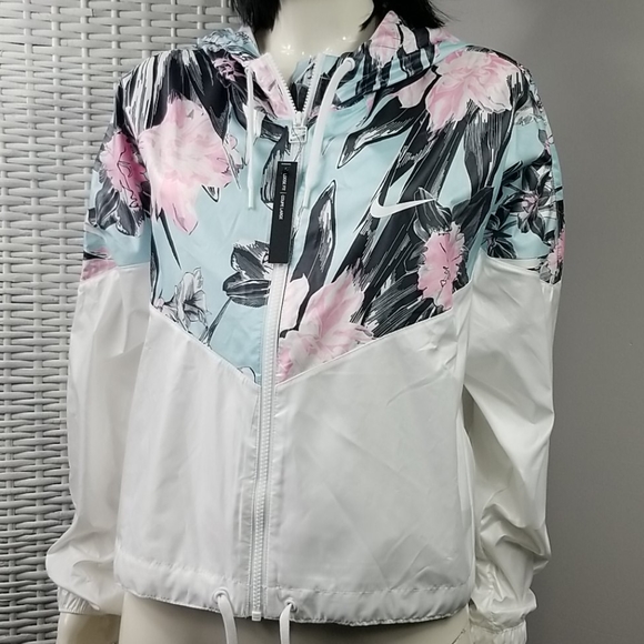 Nike Floral Cropped Windrunner Jacket AR5151 100 - Picture 3 of 14